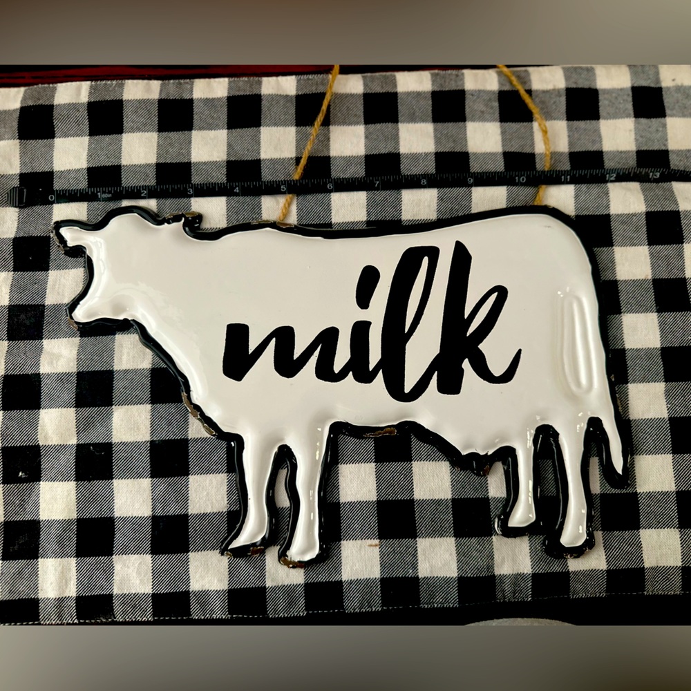 Large Metal Cow “milk” hanging sign